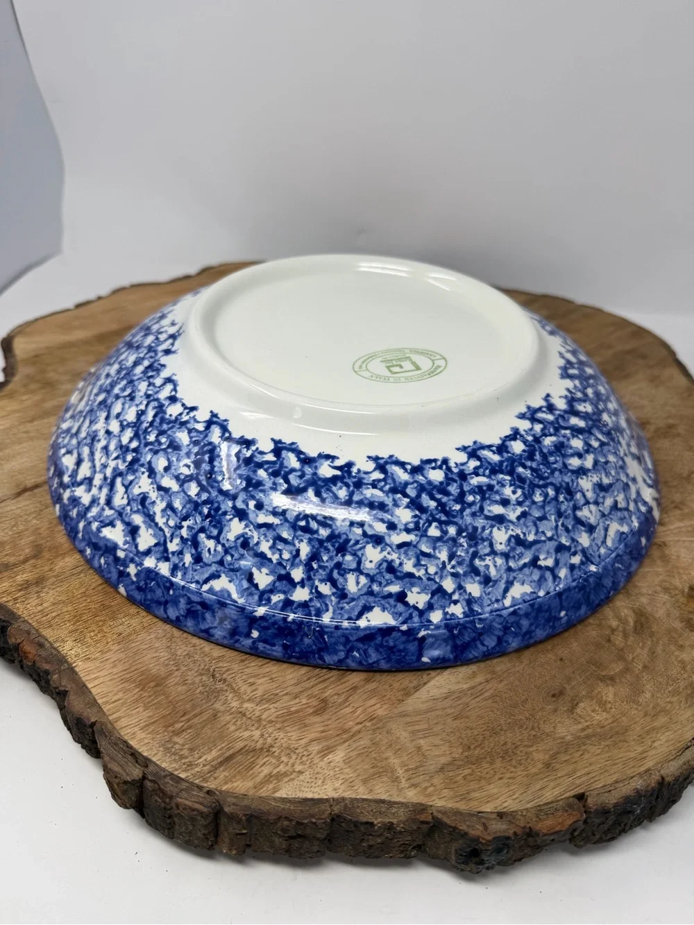 Roma Inc Hand Painted Italian Blue Nd White Speckled Ceramic Serving Pasta Bowl